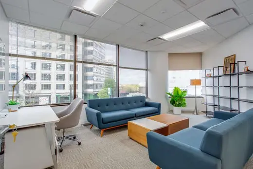 Bright therapy room with modern furnishings at Embark Behavioral Health, an intensive outpatient program in Maryland.